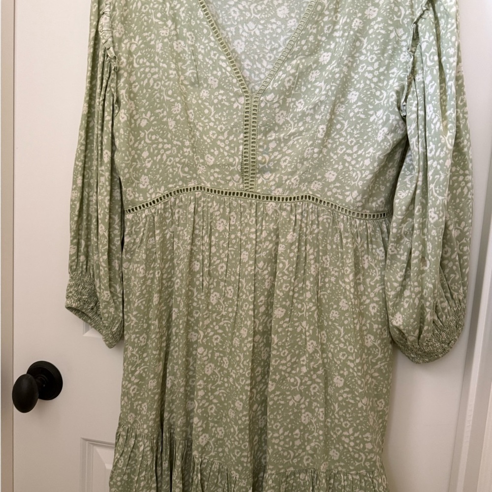 Green  Sundress with Bishop Sleeves